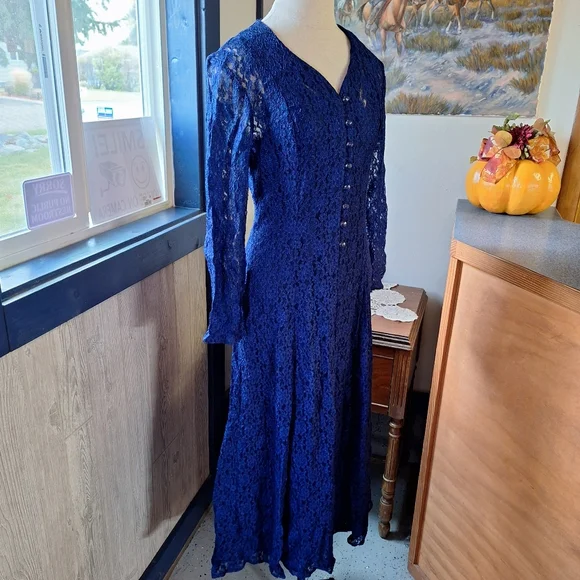 All That Jazz Vintage 1980s Lace Button Up Dress Size 9/10, Style#54244 - Picture 6 of 14